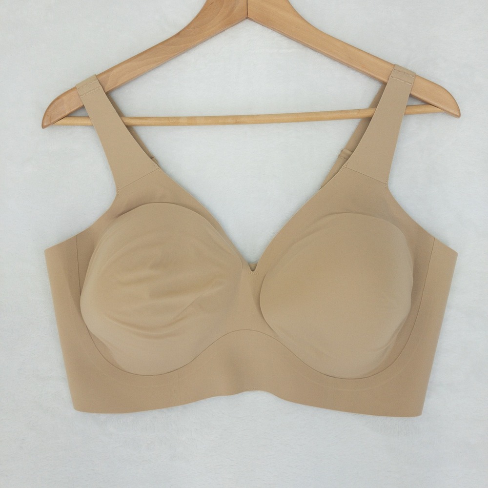 Evelyn & Bobbie Starlette Plunge Bra Womens Size 2XL Beige Wireless Seamless